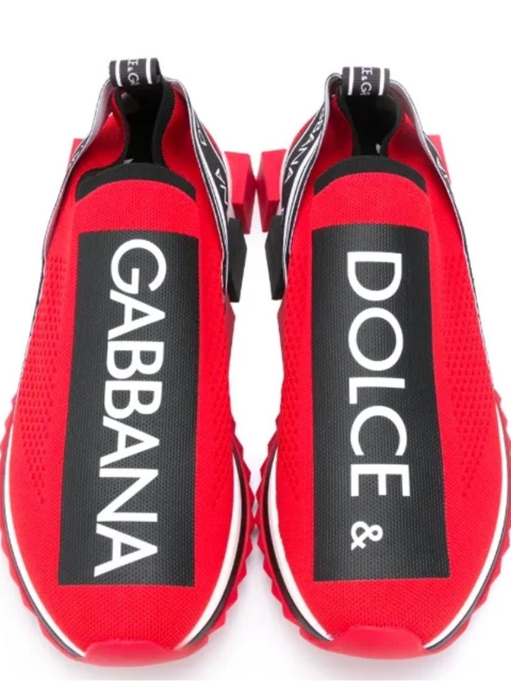 Dolce & Gabbana Red and Black Logo Slip-On Sneakers